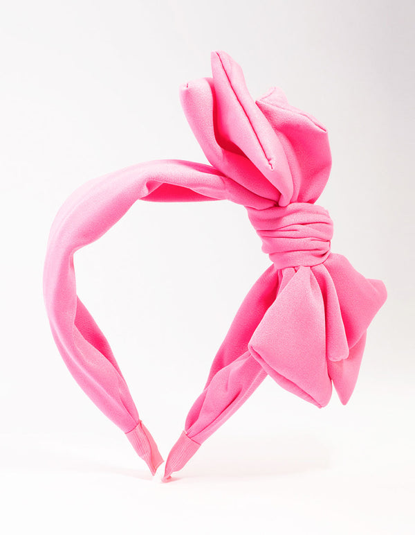 Large Pink Fabric Statement Bow Headband