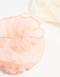 Chiffon Pink & White Fabric Layered Scrunchies 2-Pack - link has visual effect only