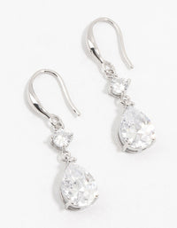 Rhodium Cubic Zirconia Hook Drop Earrings - link has visual effect only