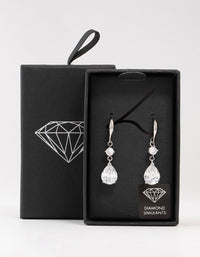 Rhodium Cubic Zirconia Hook Drop Earrings - link has visual effect only