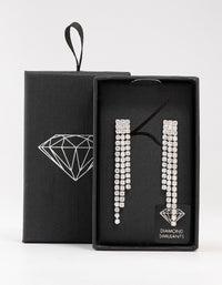 Silver Cubic Zirconia Chandelier Earrings - link has visual effect only