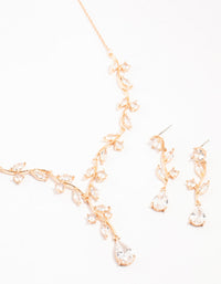 Gold Creeping Crystal Vine Necklace & Earrings Set - link has visual effect only