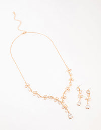 Gold Creeping Crystal Vine Necklace & Earrings Set - link has visual effect only