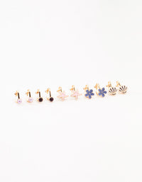 Kids Gold & Flower Sea Clip On Earrings - link has visual effect only