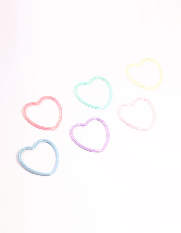 Kids Pastel Heart Bangles 6-Pack