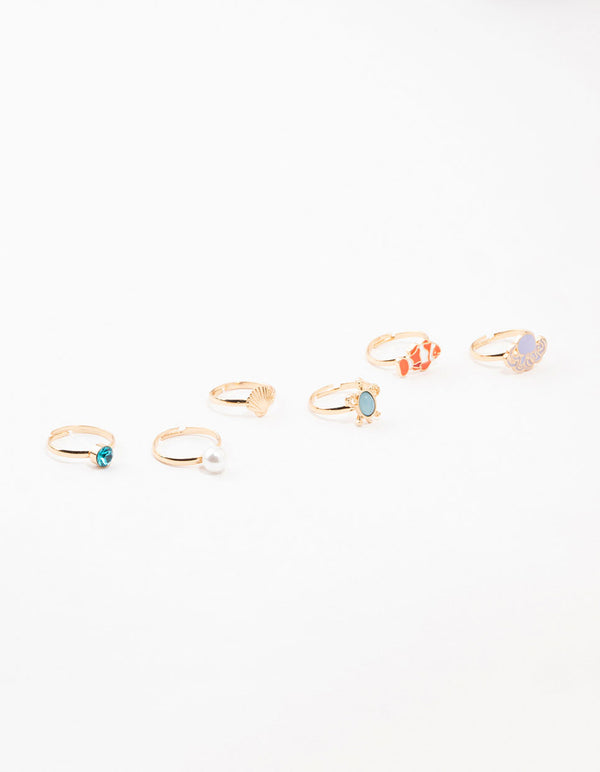 Kids Gold Sea Stacking Ring Pack