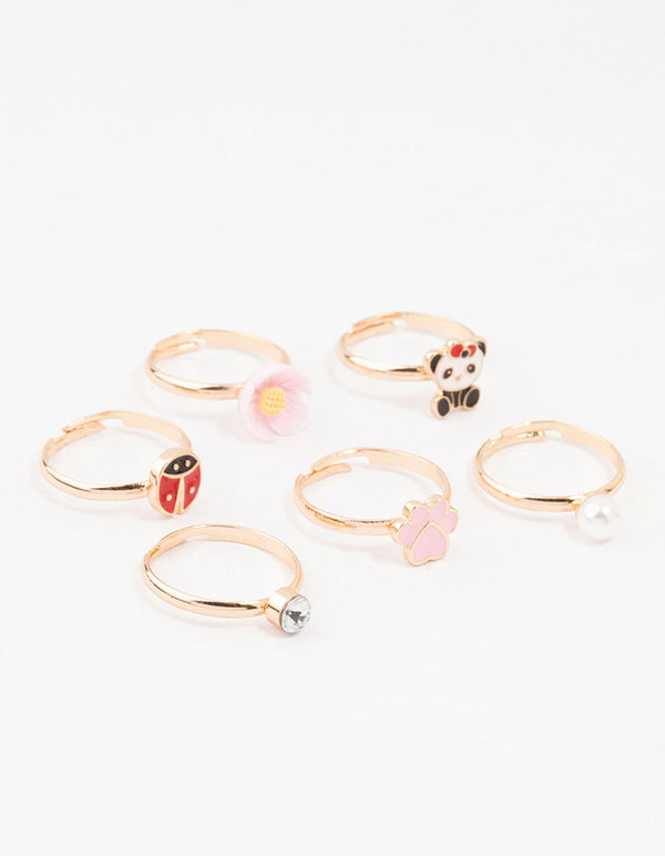 Kids Gold Animal Stacking Ring Pack