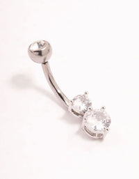 Titanium Cubic Zirconia Threadless Bellybar - link has visual effect only