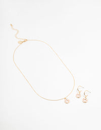 Gold Enamel Donut Necklace & Earrings Set - link has visual effect only