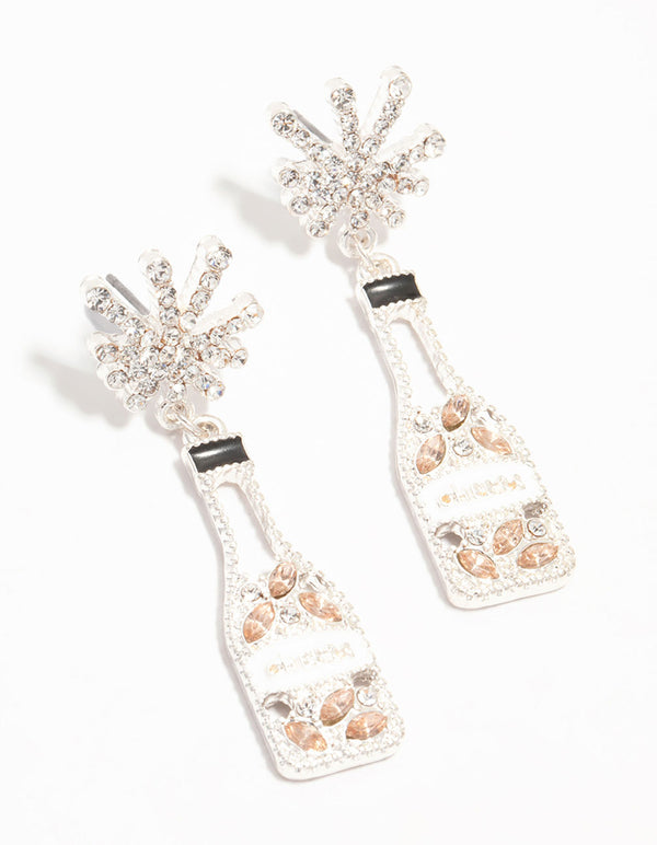 Diamante Champagne Bottle Drop Earrings