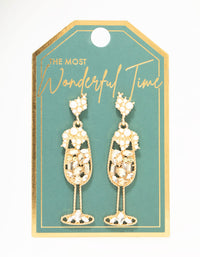 Diamante & Pearl Champagne Glass Earrings - link has visual effect only