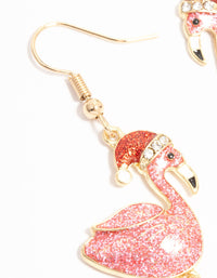 Pink Enamel Flamingo Drop Earrings - link has visual effect only