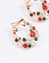 Red & Green Diamante Wreath Stud Earrings - link has visual effect only