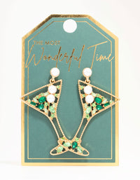 Green Diamante & Pearls Cocktail Earrings - link has visual effect only