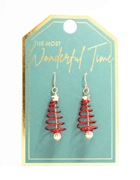 Red & Gold Spiral Tree Drop Earrings - link has visual effect only