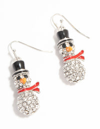 Diamante Snowman Silver Drop Earrings - link has visual effect only