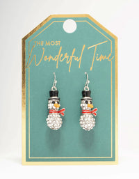 Diamante Snowman Silver Drop Earrings - link has visual effect only