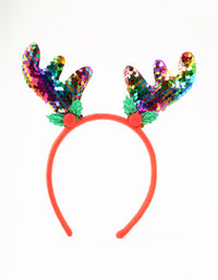 Multicoloured Sequin Reindeer Headband - link has visual effect only