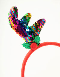 Multicoloured Sequin Reindeer Headband - link has visual effect only