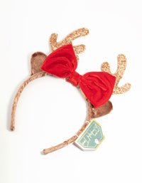 Red Bow & Glitter Reindeer Headband - link has visual effect only