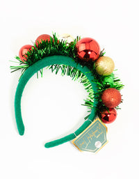 Red, Green & Gold Bauble Tinsel Headband - link has visual effect only