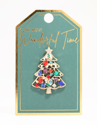 Multicoloured Diamante Baubles Tree Brooch - link has visual effect only