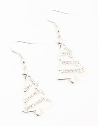 Silver Diamante Tree Outline Drop Earrings - link has visual effect only