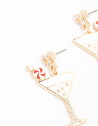 Gold Candy Cane Cocktail Earrings - link has visual effect only