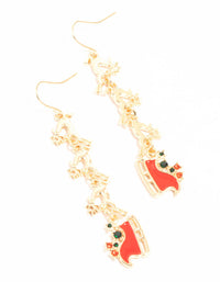 Gold Reindeer & Sleigh Drop Earrings - link has visual effect only