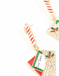 Diamante Santa Letter Drop Earrings - link has visual effect only