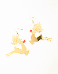 Gold Acrylic Reindeer Drop Earrings - link has visual effect only