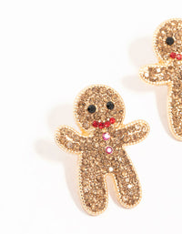 Diamante Gingerbread Man Stud Earrings - link has visual effect only