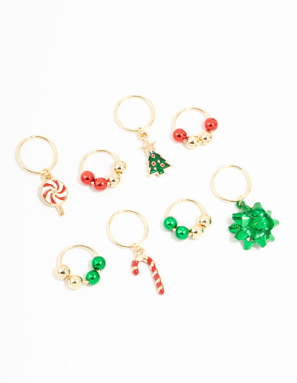 Gold Mixed Festive Hair Charms 8-Pack