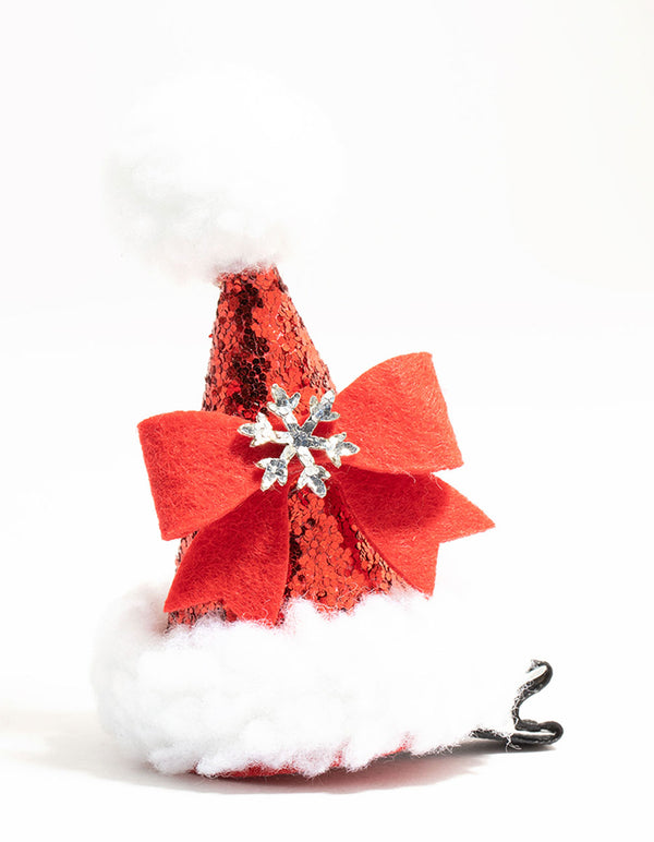 Red Sequin Santa Hat Hair Clip