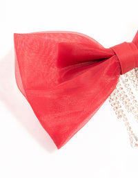 Red Organza Fabric Diamante Bow Clip - link has visual effect only