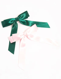 Green & Pink Double Loop Bows 2-Pack - link has visual effect only