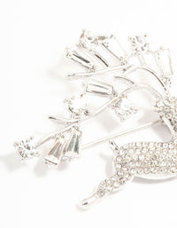 Rhodium Diamante Reindeer Brooch - link has visual effect only