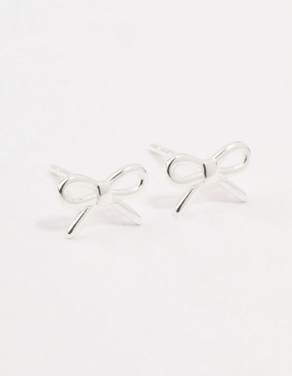 Sterling Silver Cut Out Bow Stud Earrings