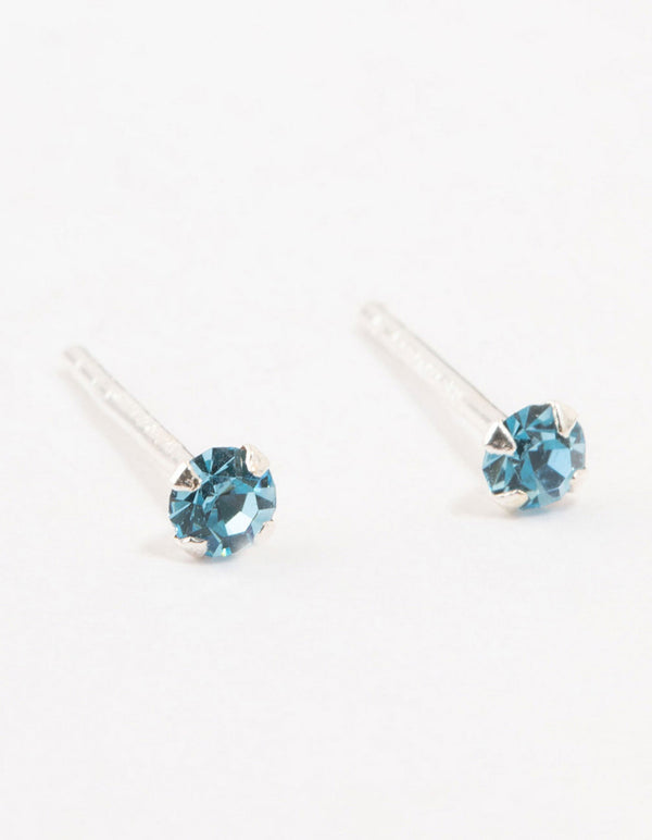 Baby Blue Czech Bohemia Crystal Sterling Silver Stud Earrings