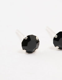 Sterling Silver Black Cubic Zirconia Stud Earrings - link has visual effect only