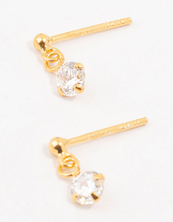 Gold Plated Sterling Silver Cubic Zirconia Drop Earrings