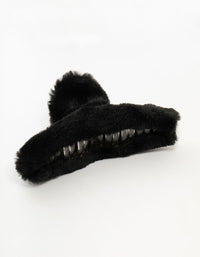 Large Fluffy Black Hair Claw Clip - link has visual effect only