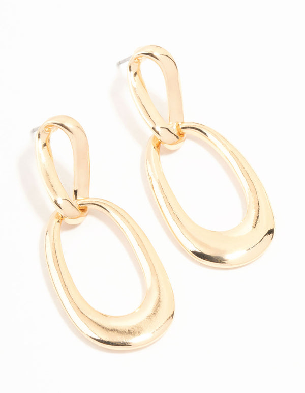 Gold Irregular Chain Link Drop Earrings