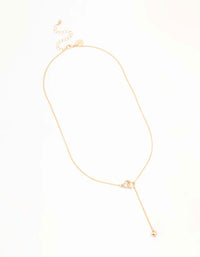 Gold Diamante Heart Link Y-Necklace - link has visual effect only