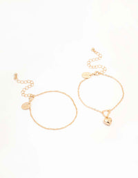 Gold Heart & Twisted Toggle Bracelets 2-Pack - link has visual effect only