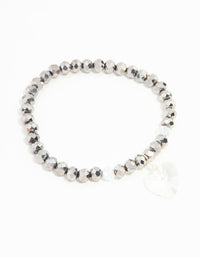 Beaded Heart Pendant Stretch Bracelet - link has visual effect only