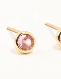 Gold Plated Sterling Silver Pink Czech Bohemia Crystal Stud Earrings - link has visual effect only