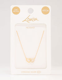 Gold Plated Sterling Silver Double Heart Cubic Zirconia Necklace - link has visual effect only