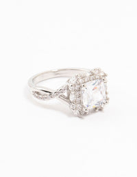 Silver Princess Cubic Zirconia Halo Ring - link has visual effect only