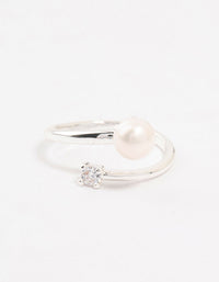 Silver Plated Dainty Cubic Zirconia Wrapped Ring - link has visual effect only